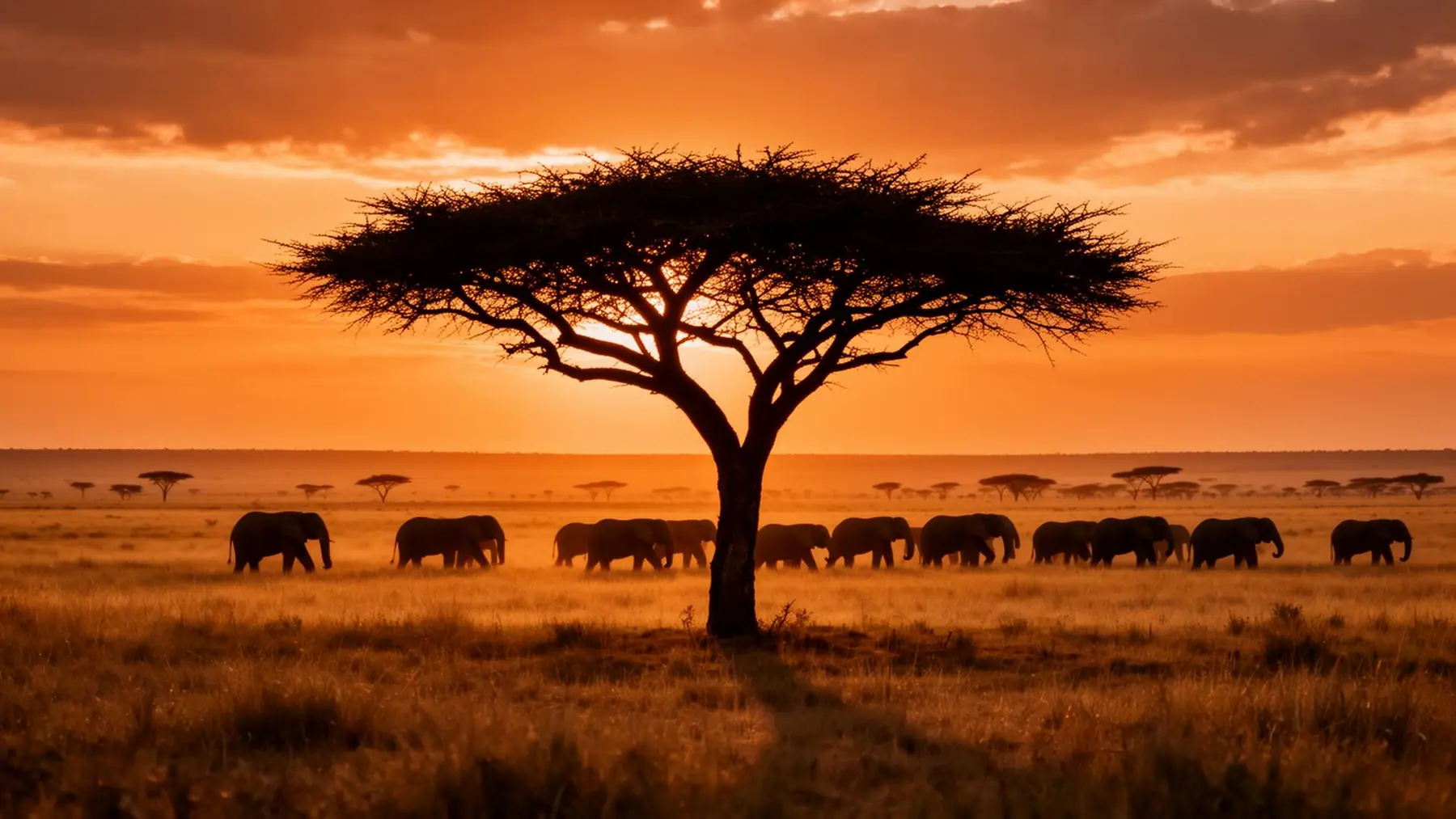 Kenyan savanna at sunset